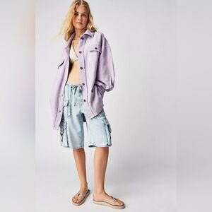 FREE PEOPLE Ruby Fleece Utility Jacket In Lavender Size XS